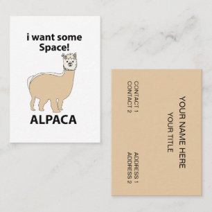 Carte De Visite Alpaca Je Veux Un Espace Drôle Alpaca