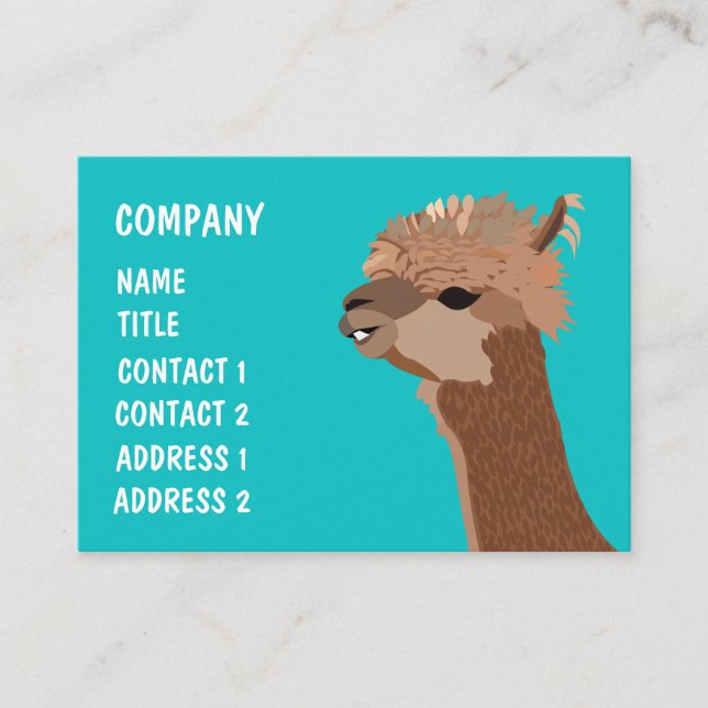 Carte De Visite Alpaca Llama Cute Animal (Devant)