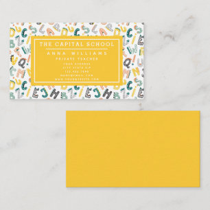 Carte De Visite Alphabet Dino Cute - Enseignant Tuteur privé