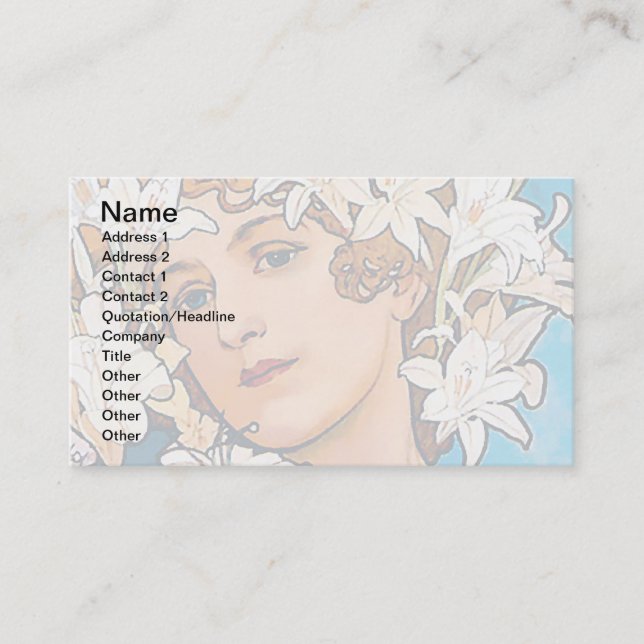 Carte De Visite Alphonse Mucha - Fleur - Art Nouveau Rétro (Devant)