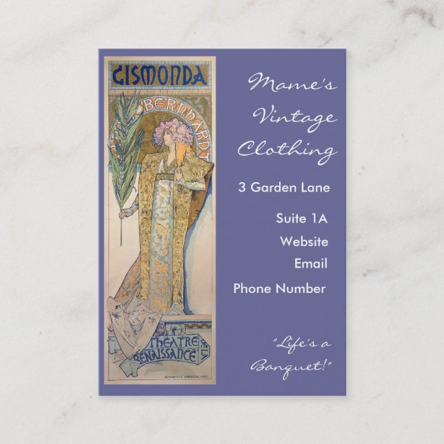 Carte De Visite Alphonse Mucha - Sarah Bernhard Peinture (Devant)
