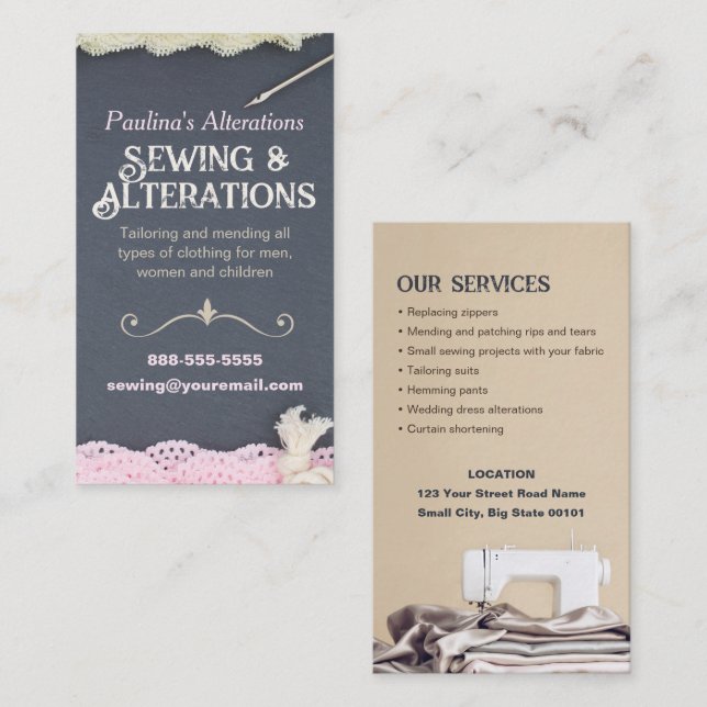 Carte De Visite Altérations de couture Services Mer-stress (Devant / Derrière)