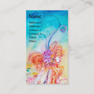 Carte De Visite ALTHEA /Fée Whimsical sur la Fleur Rose