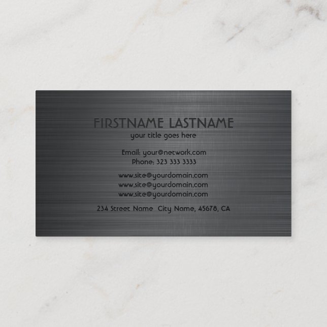 Carte De Visite Aluminium brossé gris métallique Look 2 (Dos)