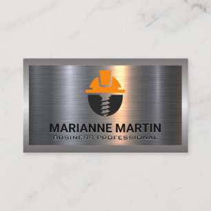 Carte De Visite Aluminium métallique Logo du Casquette de constr