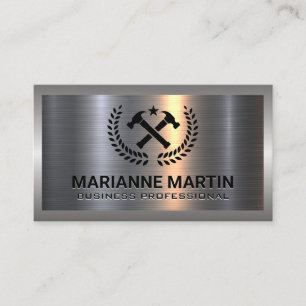 Carte De Visite Aluminium métallique   Logo du marteau croisé