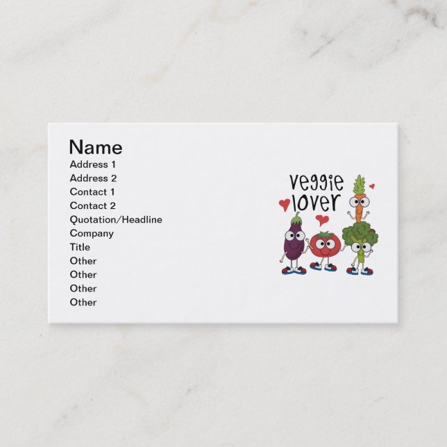 Carte De Visite Amant végétarien (Devant)