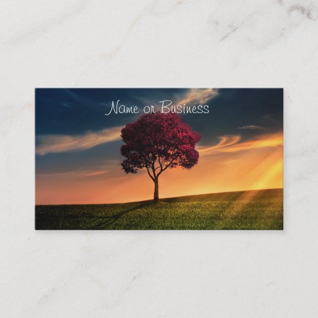 Carte De Visite Amazing landscape with a Red Tree at Sunset (Devant)