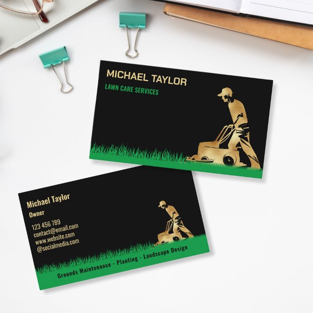 Carte De Visite Aménagement paysager (golden mower)