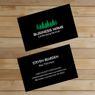 Carte De Visite Aménagement paysager professionnel Black Green Tre