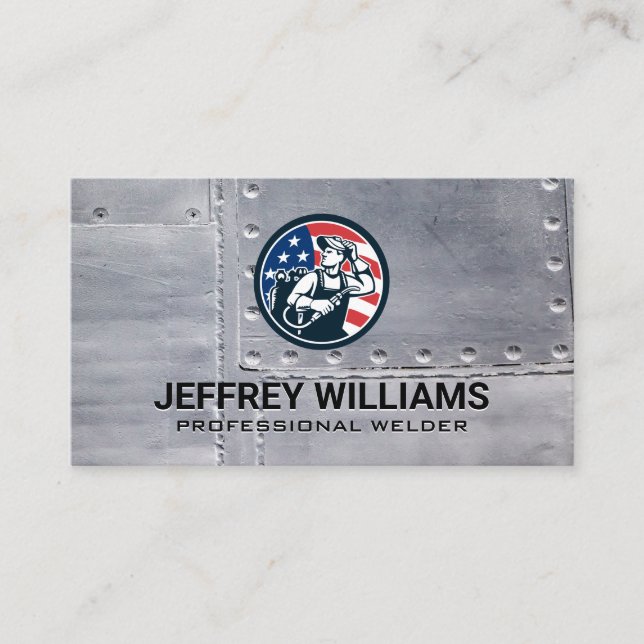 Carte De Visite Américain Welder | Rivets métalliques (Devant)