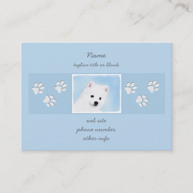 Carte De Visite American Eskimo Dog Painting - Original Dog Art (Devant)