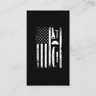 Carte De Visite American Flag Carpenter Tools Woodworker Crafsman