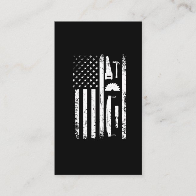Carte De Visite American Flag Carpenter Tools Woodworker Crafsman (Devant)