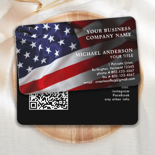 Carte De Visite American Flag Corporate Modern Patriotique QR Code