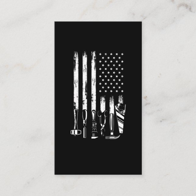 Carte De Visite American Flag Garage Tools Proud Carpenter USA (Devant)