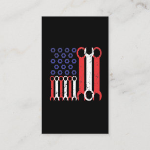 Carte De Visite American Flag Mechanic Tools USA Love Craftsman