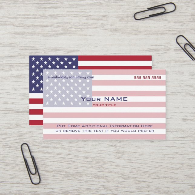 Carte De Visite American Flag version 4 (Devant/Arrière en situation)