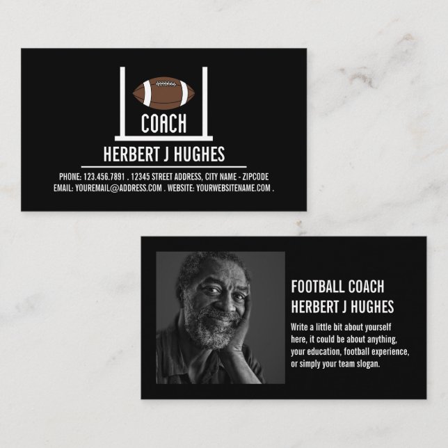 Carte De Visite American Football & Goal, Football Coach Photo (Devant / Derrière)