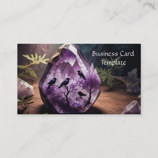 Carte De Visite Amethyst Crystal Energy Ravens Business Card (Devant)