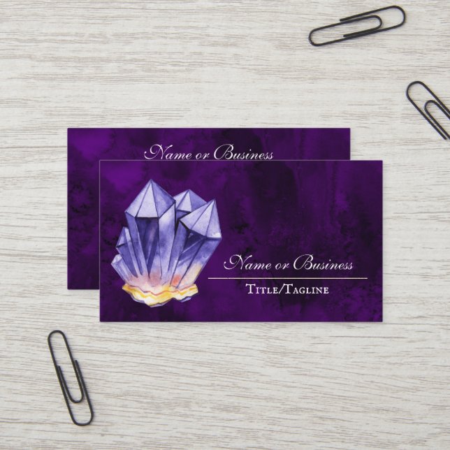 Carte De Visite Amethyst Crystal Purple Belle (Devant/Arrière en situation)