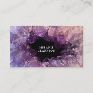 Carte De Visite Améthyste mauve moderne gemstone geode minéral