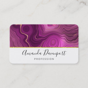 Carte De Visite Améthyste Violet Et Agate Abstrait Or