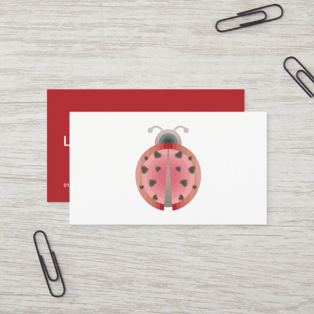 Carte De Visite amour de coccinelle (Devant/Arrière en situation)
