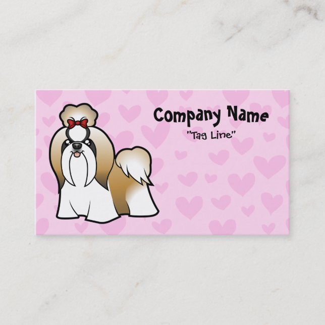 Carte De Visite Amour de Shih Tzu (exposition coupée) (Devant)