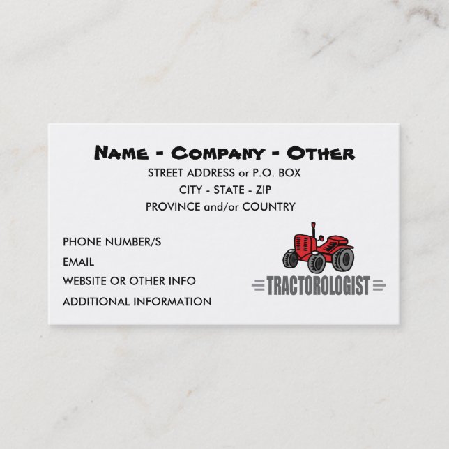 Carte De Visite Amour drôle de Tracteur (Devant)