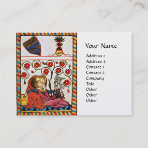 Carte De Visite AMOUR ÉTERNEL,Roses Rouges Monogram,Amants Médiéva