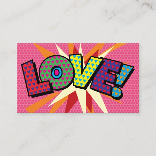 Carte De Visite AMOUR Typographique moderne Girl rose amusant (Devant)