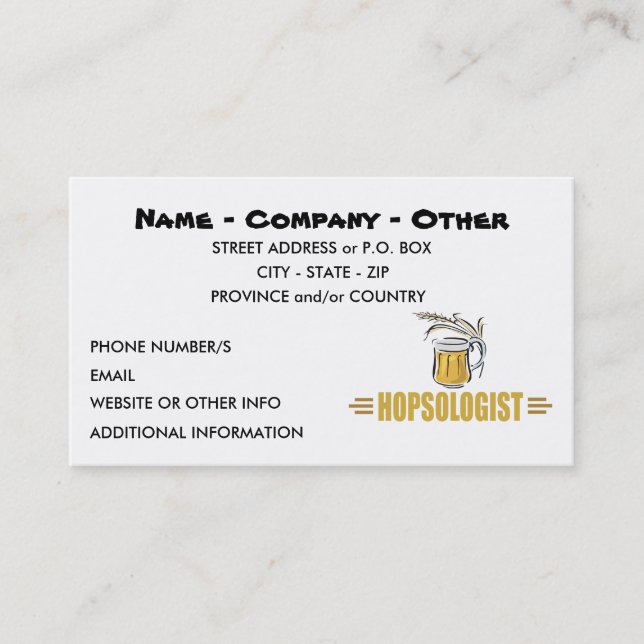 Carte De Visite Amoureux de la bière amusant HOPSOLOGUE (Devant)