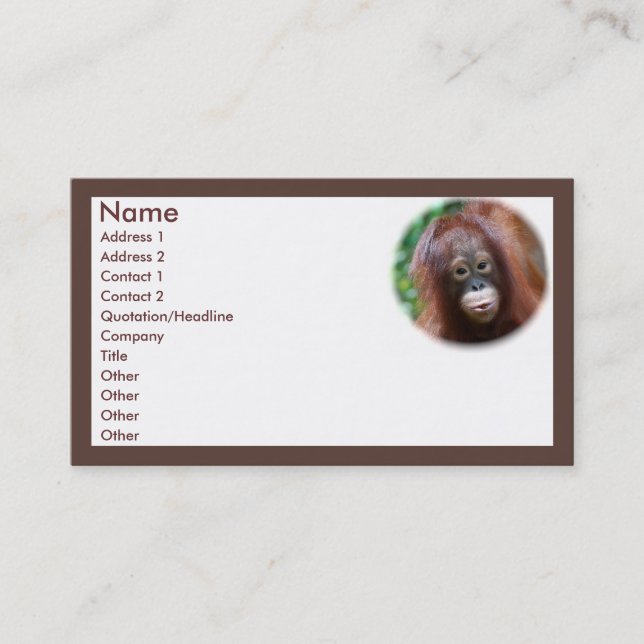 Carte De Visite Amoureux des animaux (Devant)