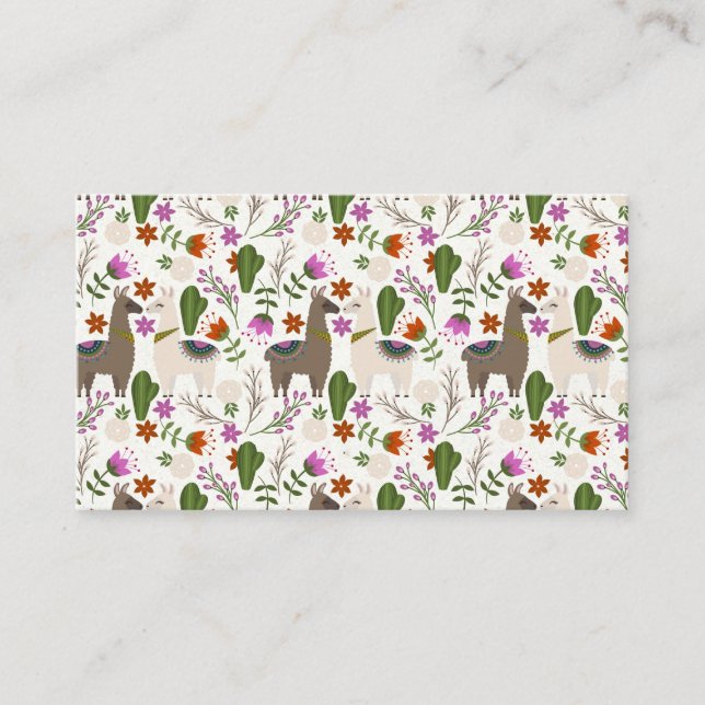 Carte De Visite Amoureux des animaux de motif floral Alpaca Cactus (Devant)