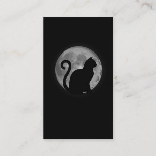 Carte De Visite Amoureux des animaux Silhouette Cat Cute Moon