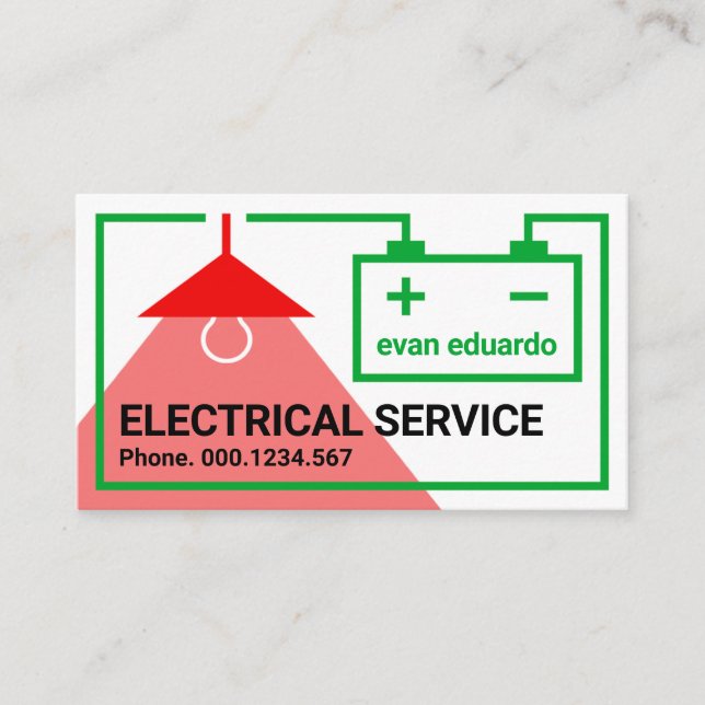 Carte De Visite Ampoule de circuit électrique vert (Devant)