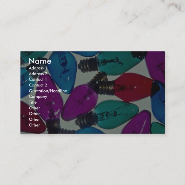 Carte De Visite Ampoules de Noël dans différentes couleurs (Devant)