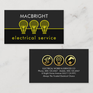 Carte De Visite Ampoules Jaunes Rétro Électricien