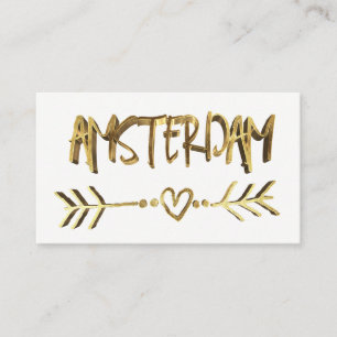 Carte De Visite Amsterdam Dutch Love Gold Look Typographie Élégant