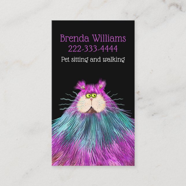 Carte De Visite Amusant animal de chat assis chien Walker  (Devant)