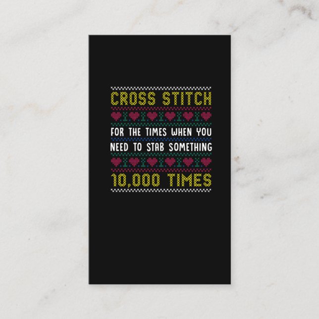 Carte De Visite Amusant Humour de croix couchée Crafty Needlepoint (Devant)