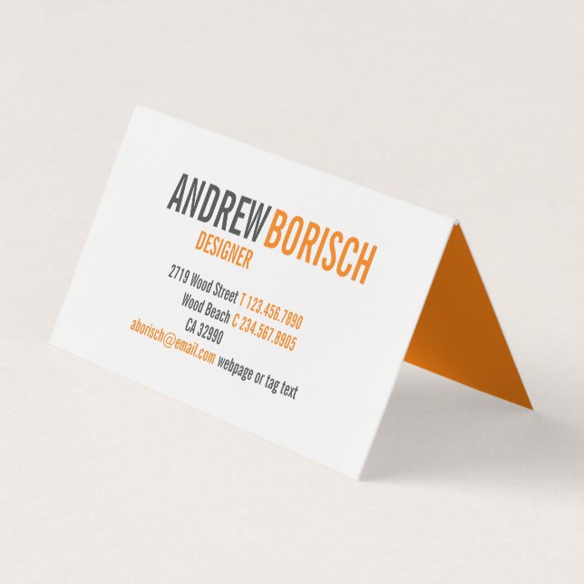 Carte De Visite Amusant moderne brillant Orange blanc contemporain (Devant)