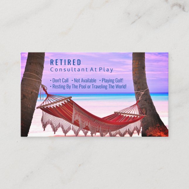 Carte De Visite Amusant Retraité, Beach Hammock, do-it-yourself Ga (Devant)