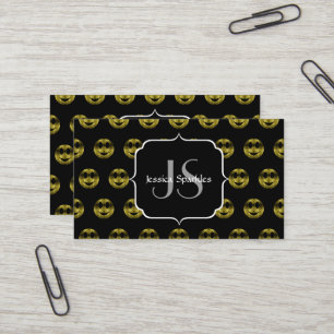 Carte De Visite Amusants or noir sourires pois motif Monogramme