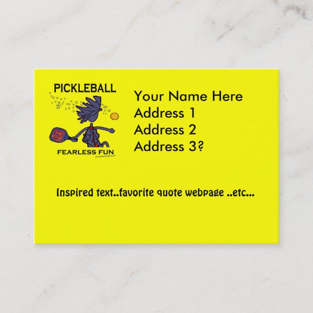 Carte De Visite Amusement courageux de Pickleball (Devant)