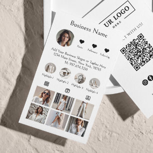 Carte De Visite Analyse Instagram Pour Connecter Le Code QR Blanc 