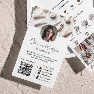 Carte De Visite Analyse Instagram Pour Connecter le code QR Brown