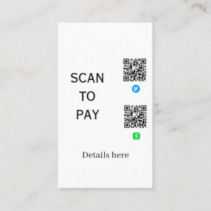 Carte De Visite analyser pour payer les détails du code QR de Venm