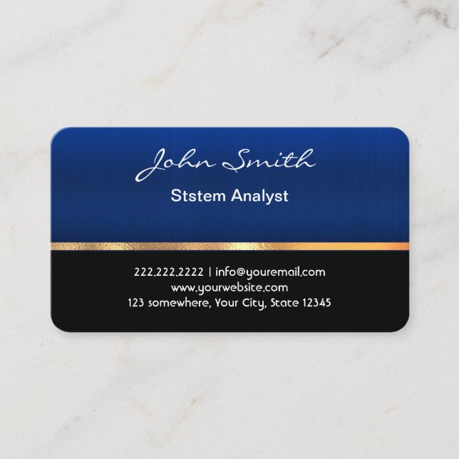 Carte De Visite Analyste professionnel Royal Blue System (Devant)